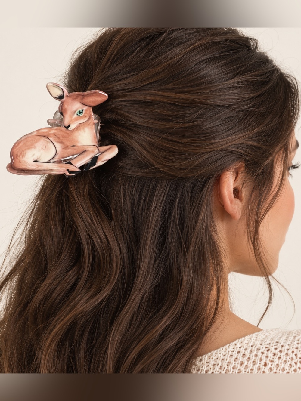 #914 NWT Free People Deer Doe Animal Acetate Claw Hair Clip Rare